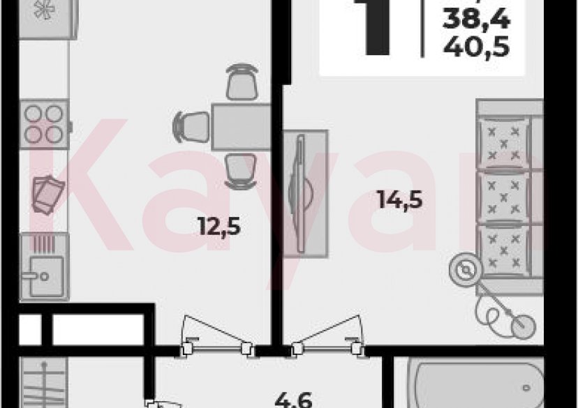 Продажа 1-комн. квартиры, 38.4 кв.м фото 0