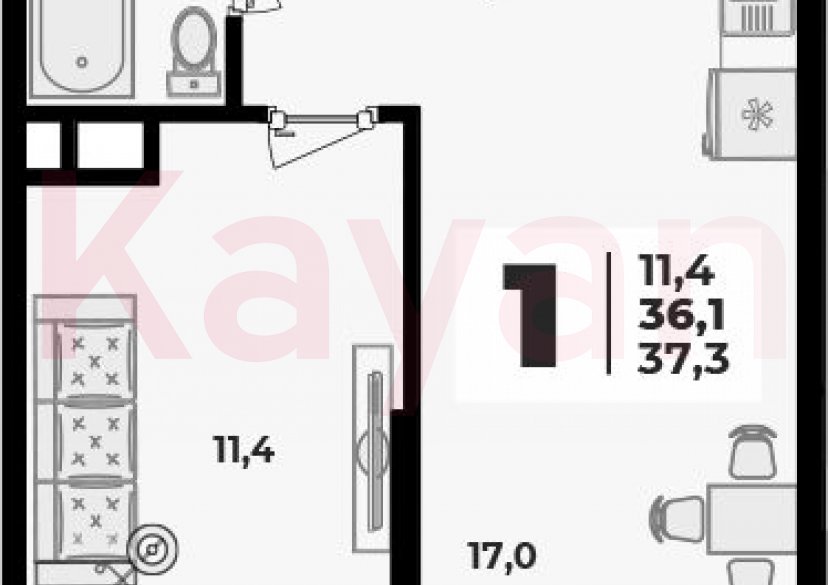 Продажа 2-комн. квартиры, 36.1 кв.м фото 0