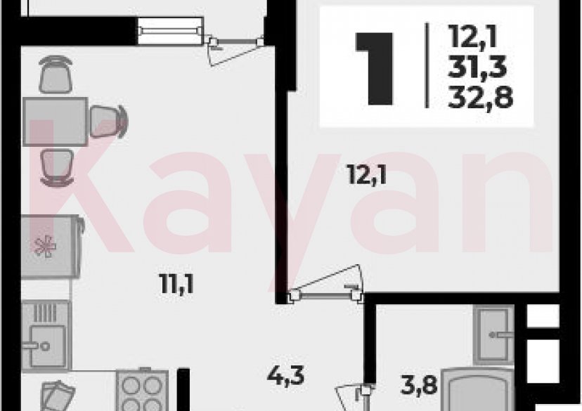 Продажа 1-комн. квартиры, 31.3 кв.м фото 0