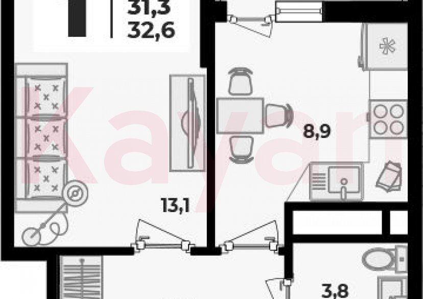 Продажа 1-комн. квартиры, 31.3 кв.м фото 0