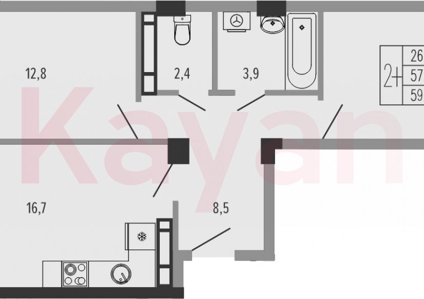 Продажа 3-комн. квартиры, 57.8 кв.м фото 0