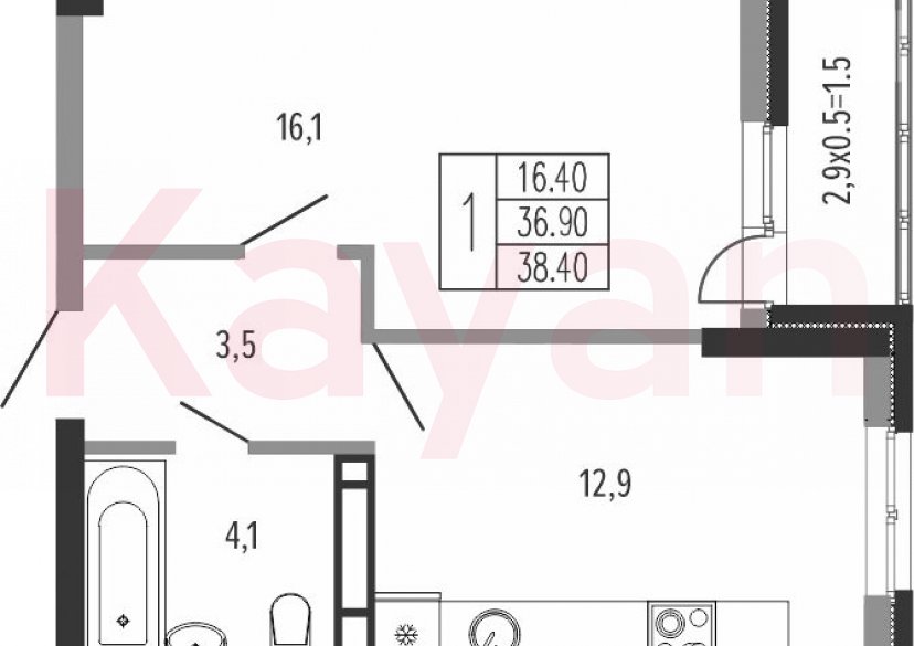 Продажа 1-комн. квартиры, 36.9 кв.м фото 0