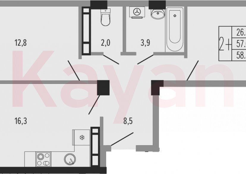 Продажа 3-комн. квартиры, 57 кв.м фото 0