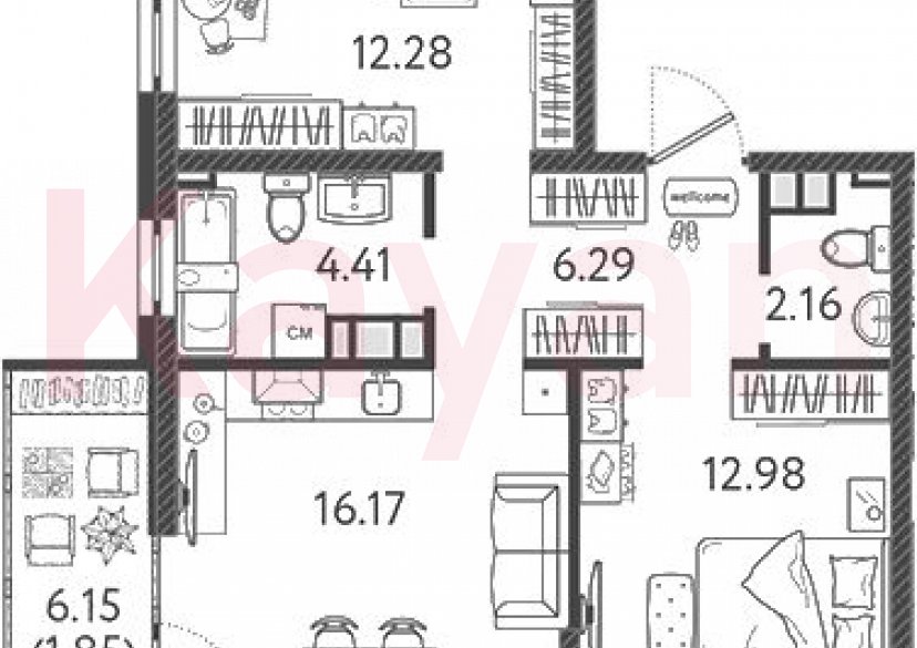 Продажа 3-комн. квартиры, 54.29 кв.м фото 0