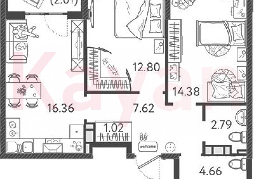 Продажа 3-комн. квартиры, 59.63 кв.м фото 0