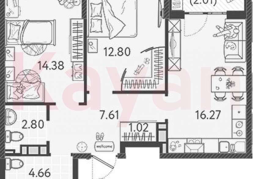 Продажа 3-комн. квартиры, 59.54 кв.м фото 0