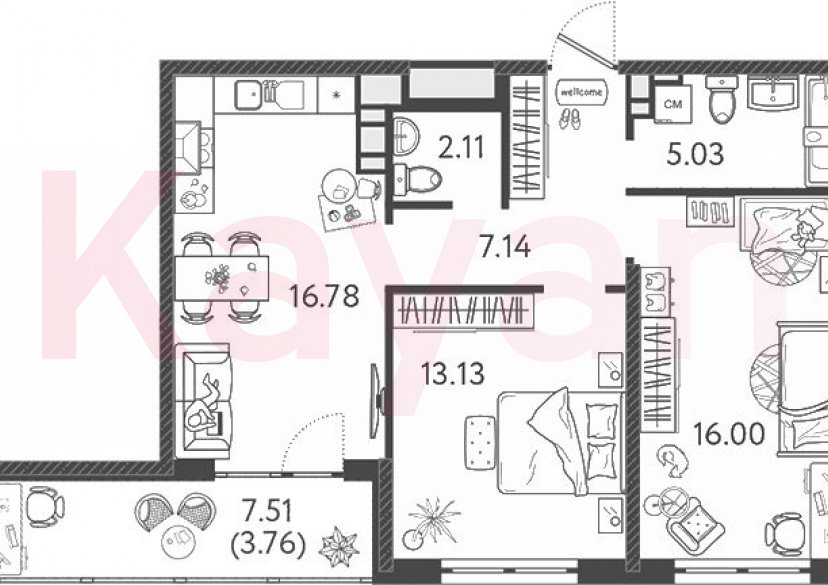 Продажа 3-комн. квартиры, 60.19 кв.м фото 0