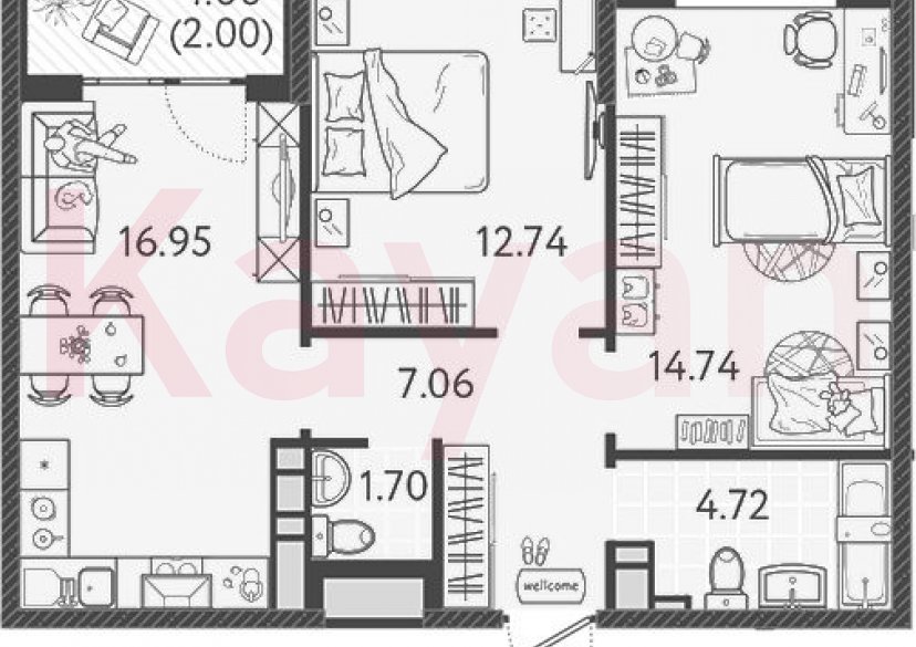 Продажа 3-комн. квартиры, 57.91 кв.м фото 0