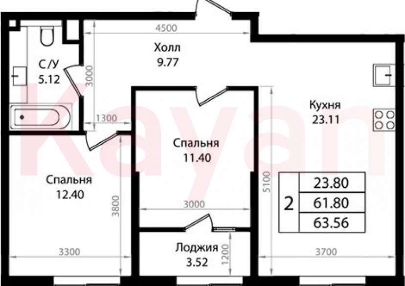 Продажа 3-комн. квартиры, 61.8 кв.м фото 0