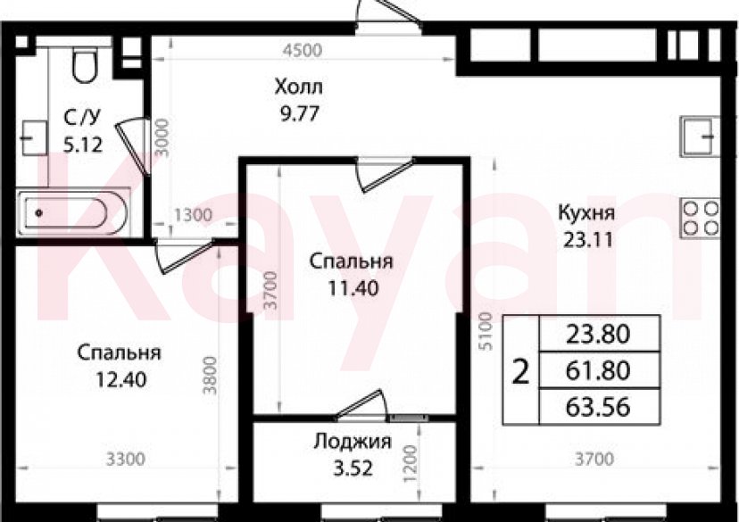 Продажа 3-комн. квартиры, 61.8 кв.м фото 0