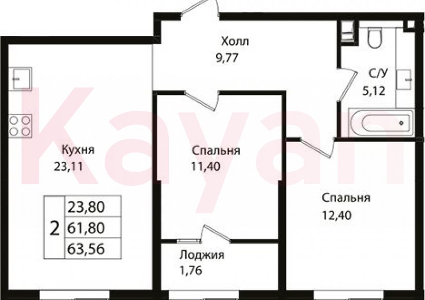 Продажа 3-комн. квартиры, 61.8 кв.м фото 0