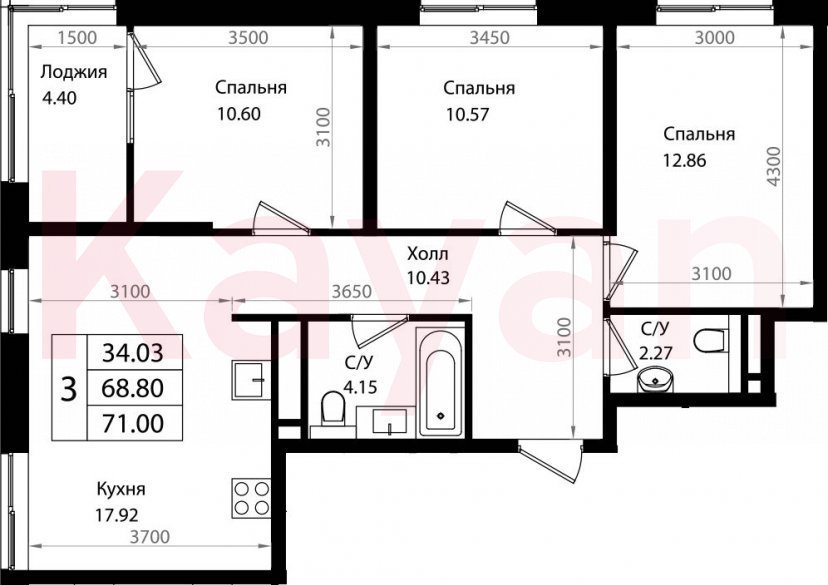 Продажа 4-комн. квартиры, 68.8 кв.м фото 0