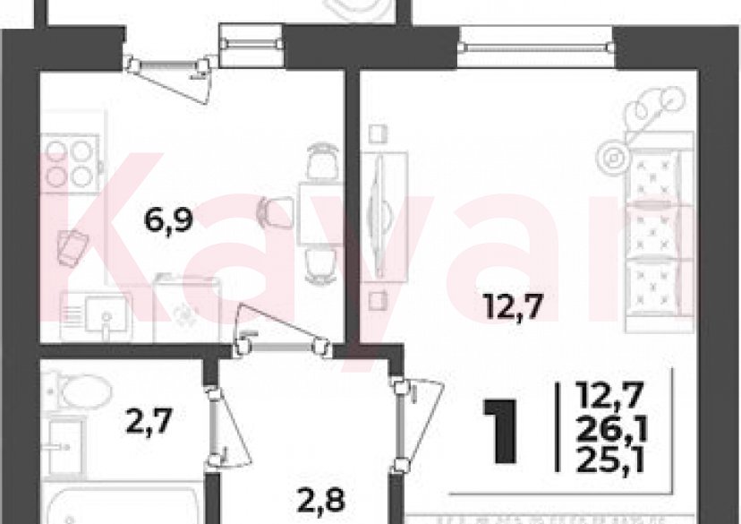 Продажа 1-комн. квартиры, 25.1 кв.м фото 0