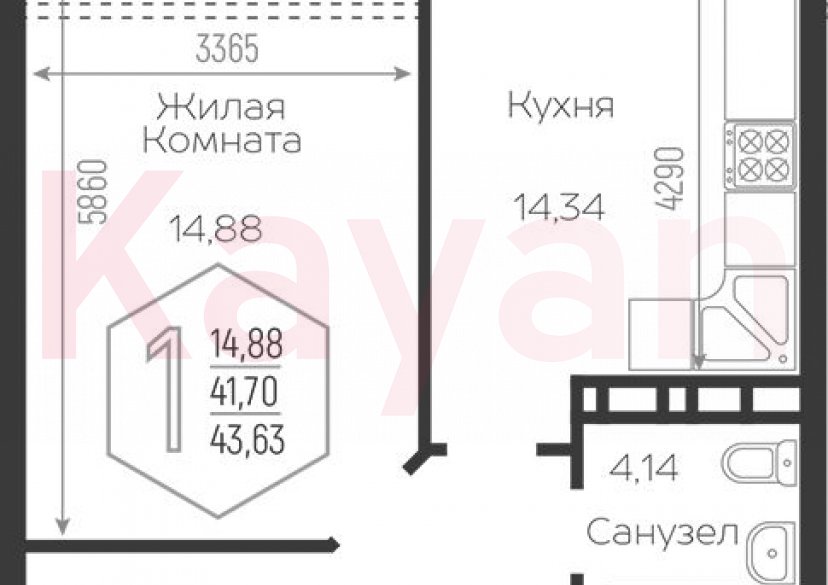 Продажа 1-комн. квартиры, 39.77 кв.м фото 0