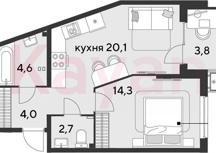 Продажа 2-комн. квартиры, 45.7 кв.м фото 0