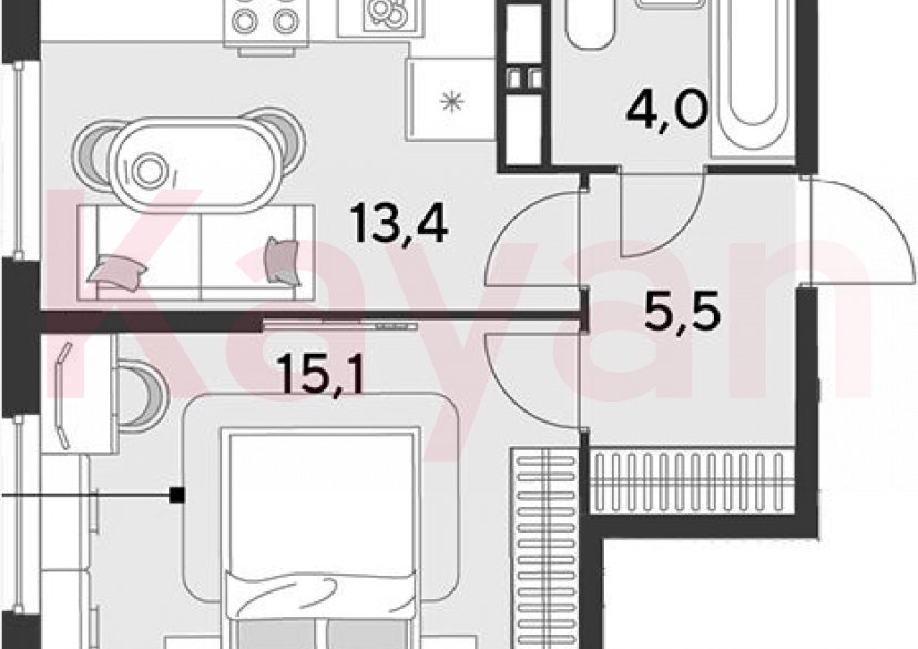 Продажа 1-комн. квартиры, 38 кв.м фото 0