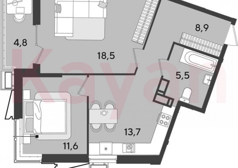 Продажа 2-комн. квартиры, 58.2 кв.м фото 0