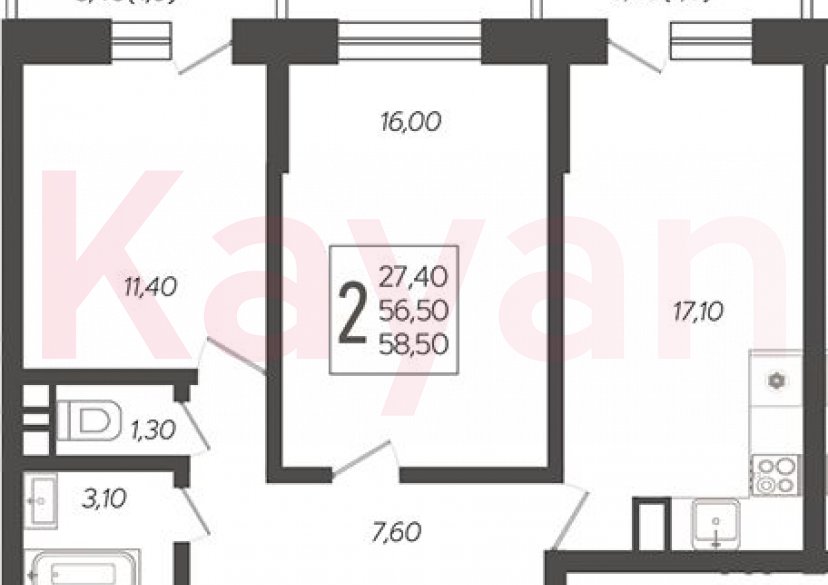 Продажа 3-комн. квартиры, 56.5 кв.м фото 0