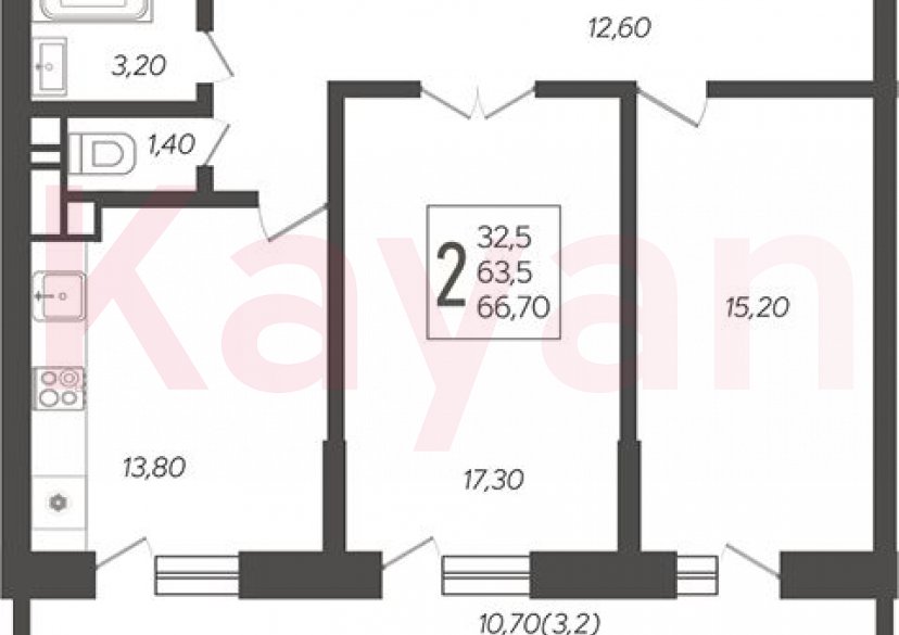 Продажа 2-комн. квартиры, 63.5 кв.м фото 0