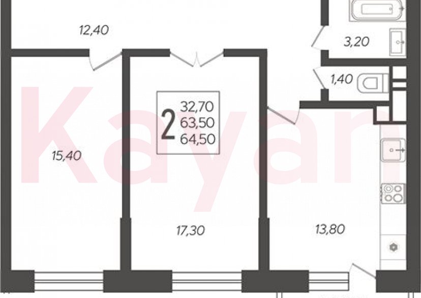 Продажа 2-комн. квартиры, 63.5 кв.м фото 0