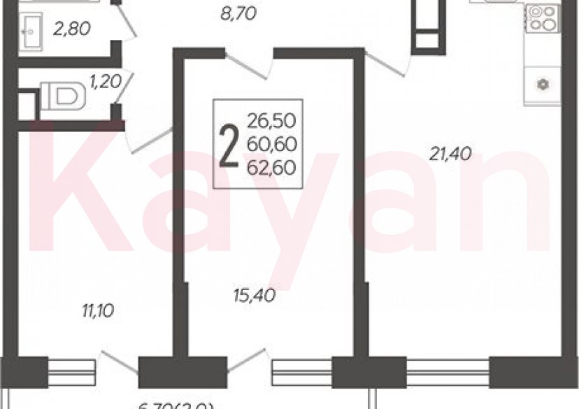 Продажа 3-комн. квартиры, 60.6 кв.м фото 0