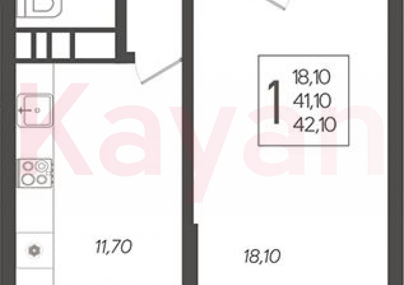 Продажа 1-комн. квартиры, 41.1 кв.м фото 0