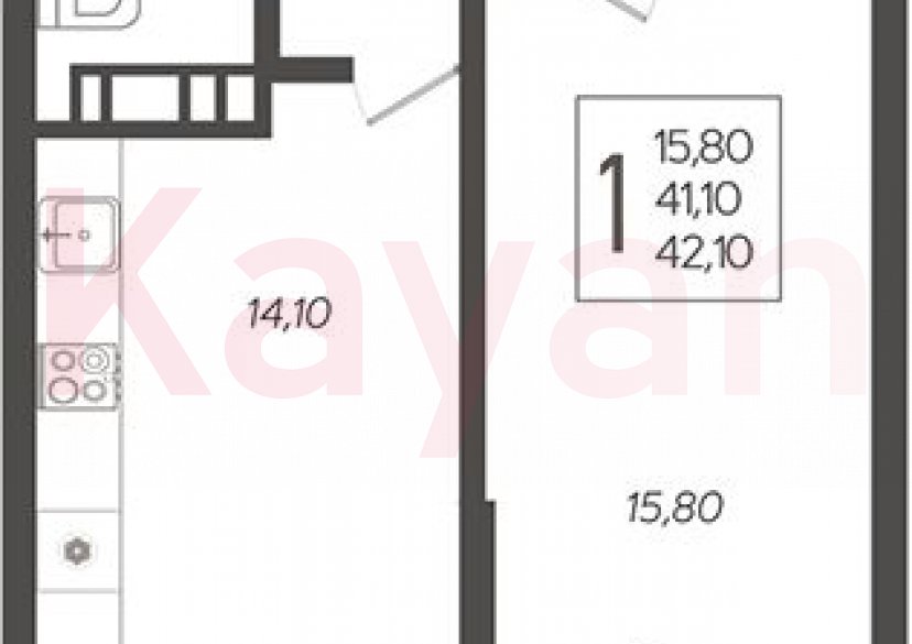 Продажа 1-комн. квартиры, 41.1 кв.м фото 0