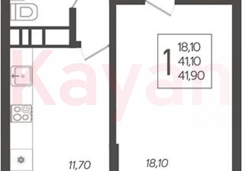 Продажа 1-комн. квартиры, 41.1 кв.м фото 0