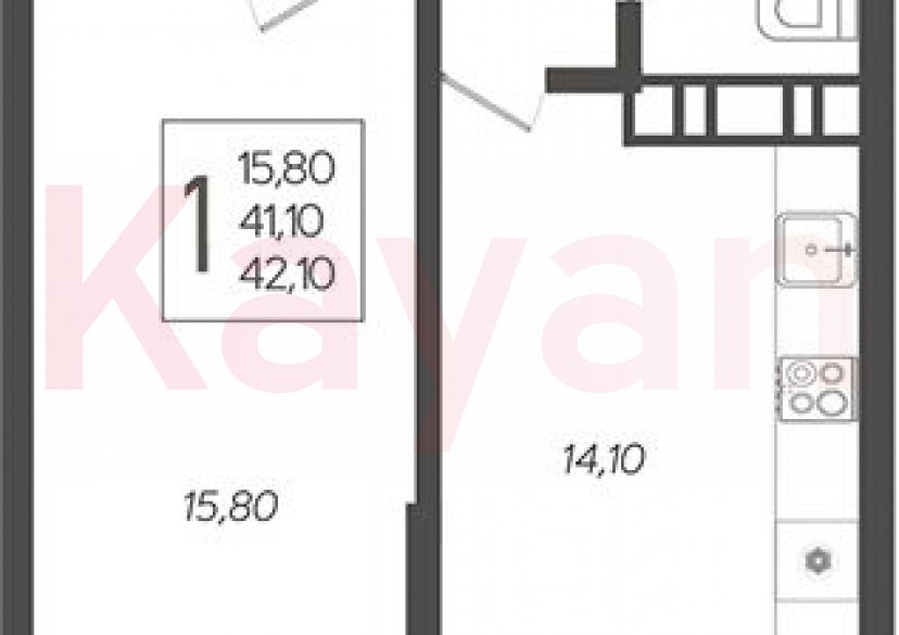 Продажа 1-комн. квартиры, 41.1 кв.м фото 0