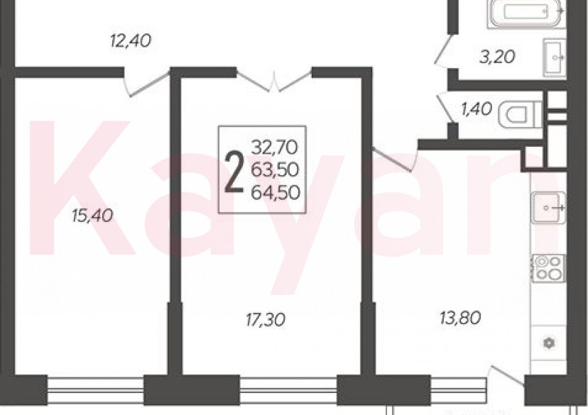 Продажа 2-комн. квартиры, 63.5 кв.м фото 0