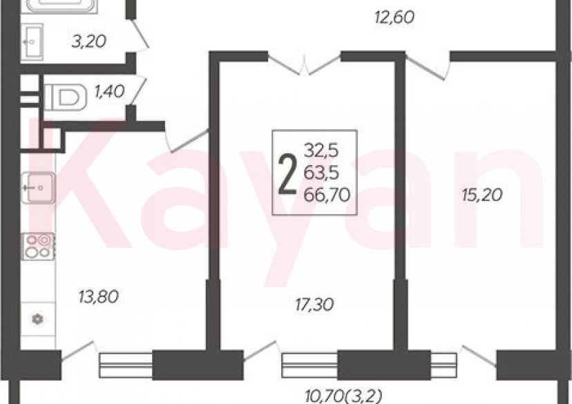 Продажа 2-комн. квартиры, 63.5 кв.м фото 0