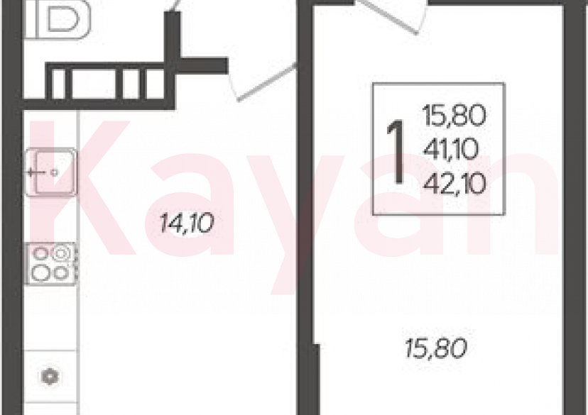 Продажа 1-комн. квартиры, 41.1 кв.м фото 0