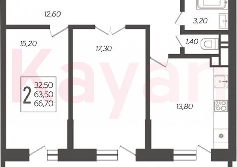 Продажа 2-комн. квартиры, 63.5 кв.м фото 0