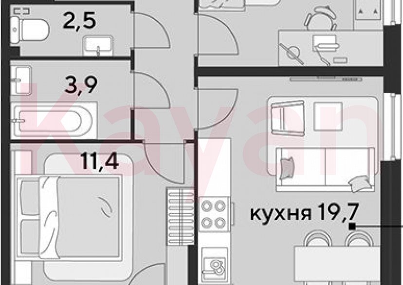 Продажа 3-комн. квартиры, 58.8 кв.м фото 0