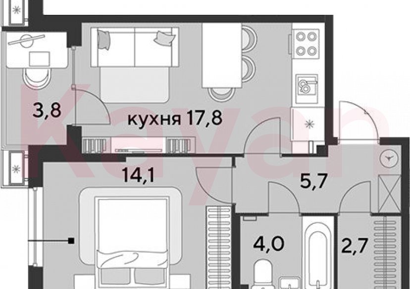 Продажа 2-комн. квартиры, 44.3 кв.м фото 0