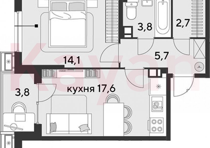 Продажа 2-комн. квартиры, 43.9 кв.м фото 0