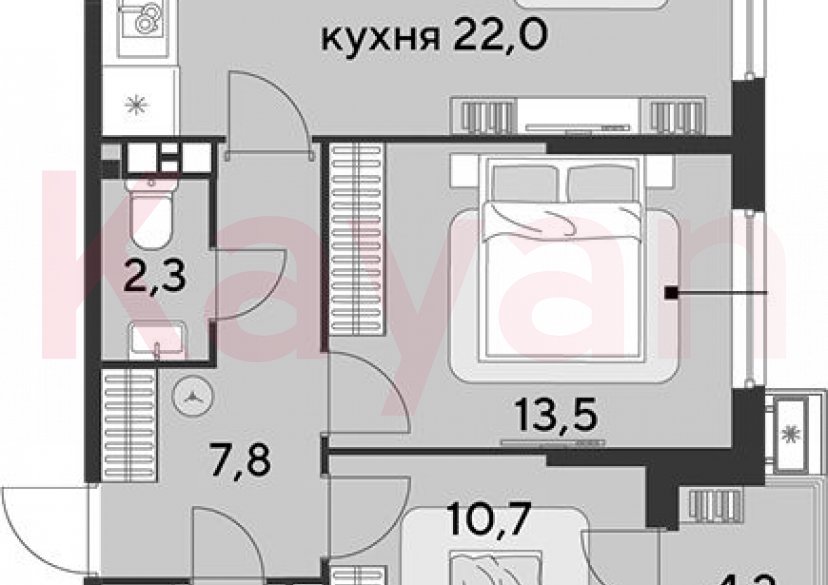 Продажа 3-комн. квартиры, 60.4 кв.м фото 0