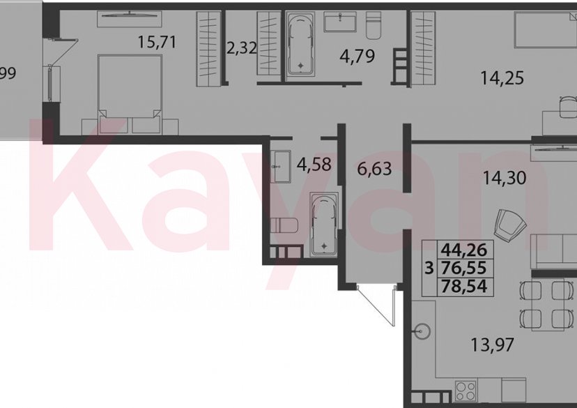 Продажа 3-комн. квартиры, 76.55 кв.м фото 0