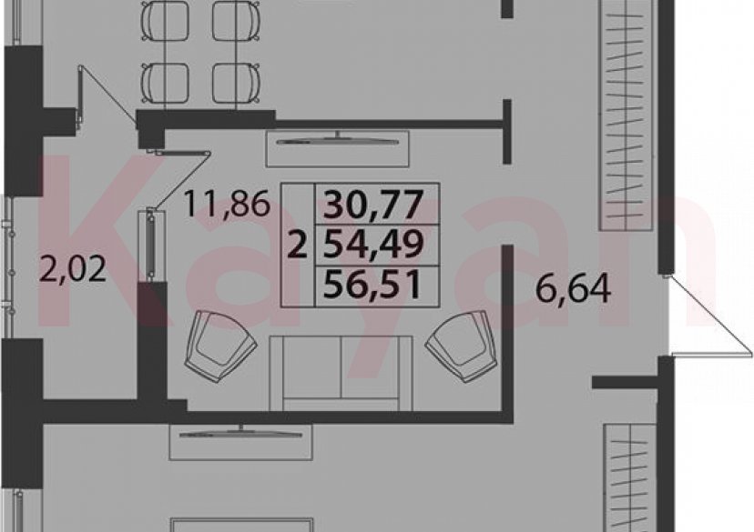 Продажа 2-комн. квартиры, 54.49 кв.м фото 0