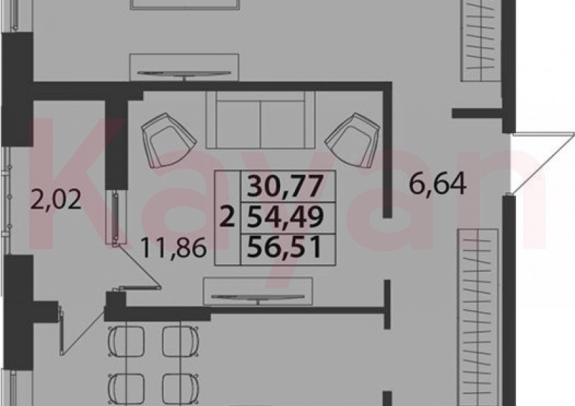 Продажа 2-комн. квартиры, 54.49 кв.м фото 0