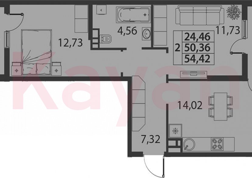 Продажа 2-комн. квартиры, 50.36 кв.м фото 0