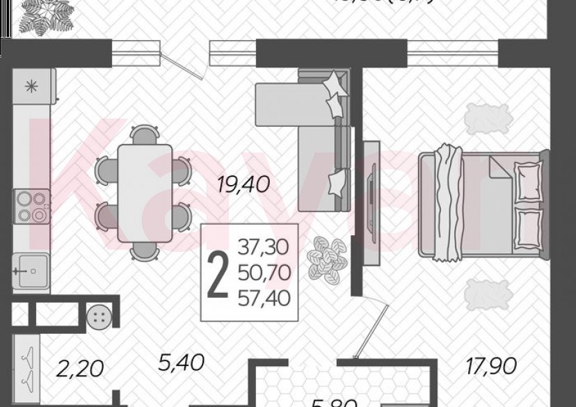 Продажа 2-комн. квартиры, 50.7 кв.м фото 0