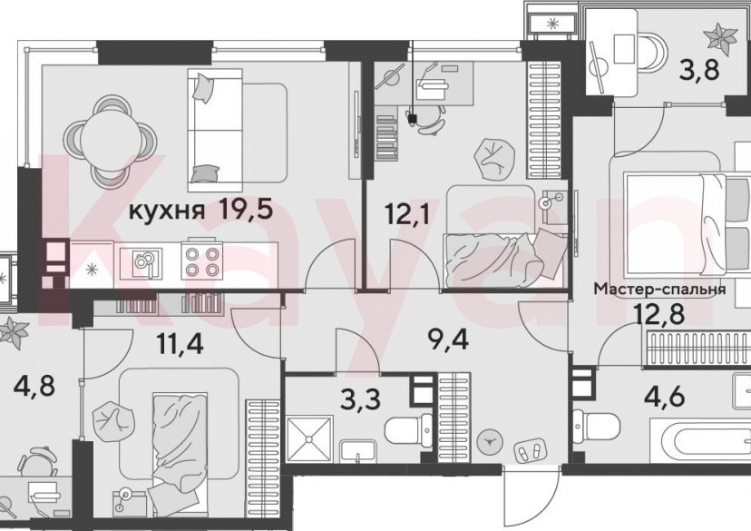 Продажа 4-комн. квартиры, 73.1 кв.м фото 0