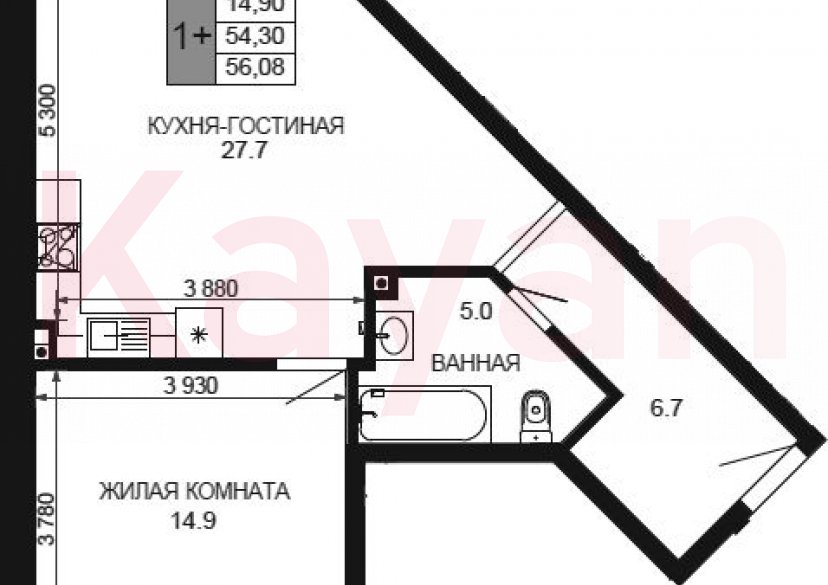 Продажа 2-комн. квартиры, 54.32 кв.м фото 0