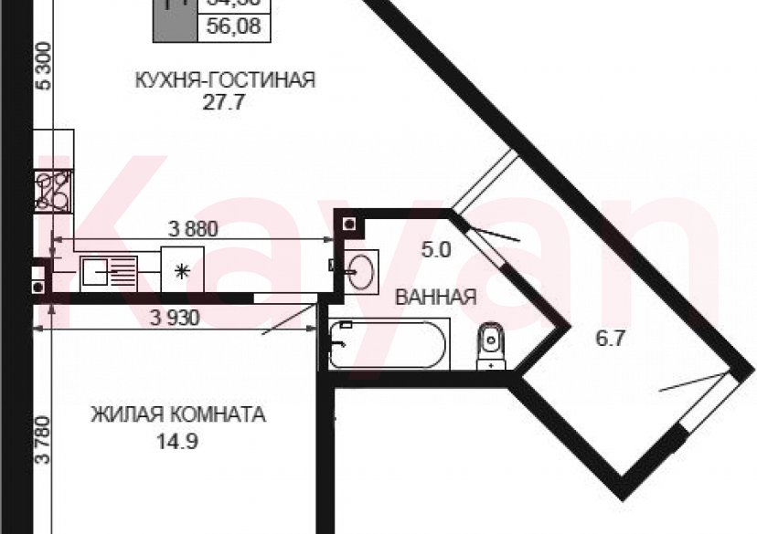 Продажа 2-комн. квартиры, 54.32 кв.м фото 0