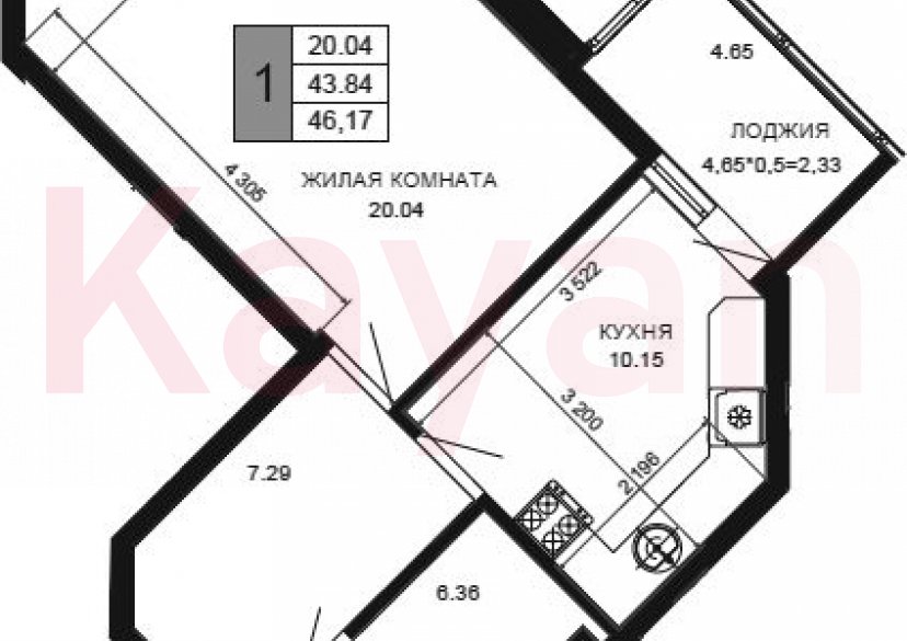 Продажа 1-комн. квартиры, 43.84 кв.м фото 0