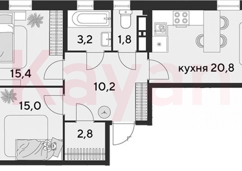 Продажа 3-комн. квартиры, 69.2 кв.м фото 0