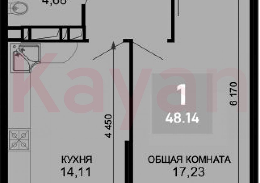 Продажа 1-комн. квартиры, 44.48 кв.м фото 0