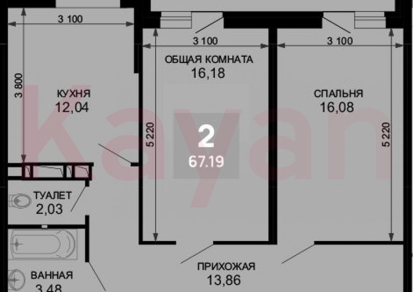 Продажа 2-комн. квартиры, 63.77 кв.м фото 0