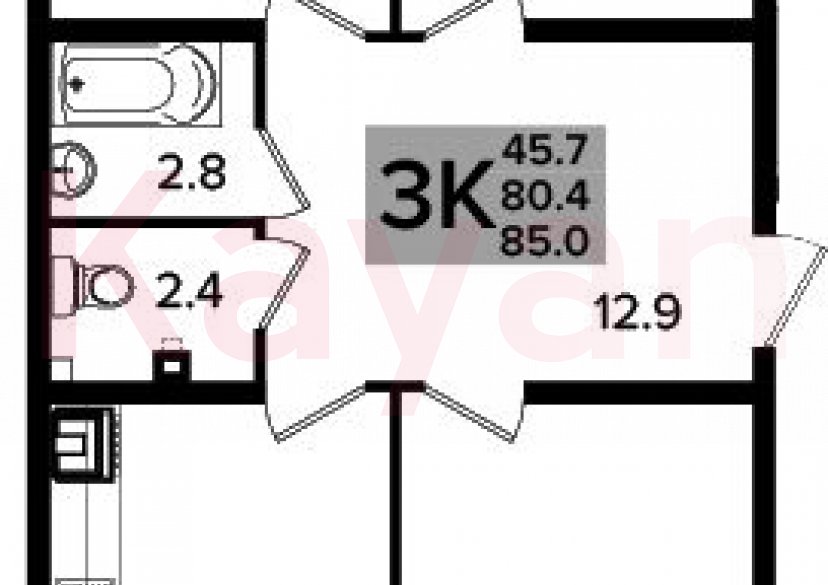 Продажа 4-комн. квартиры, 80.4 кв.м фото 0